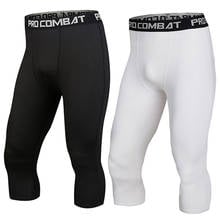 Treino masculino ginásio de fitness compressão esportes leggings roupas correndo jogging 3/4 calças ginásio fitness collants basquete futebol 2024 - compre barato