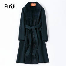 Pudi Women Winter Real Fur Coat Jacket With Mink Collar 2021 Ins Hot Lady Over Size Wool Blends Parka Trench Z20121 2024 - buy cheap