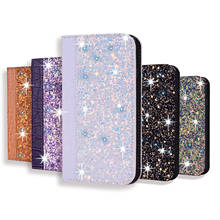 Capa de celular flip de couro com glitter, para samsung galaxy s11 8 9 10 plus, samsung a71 a50 a70 a40 a5 a6 a7 a8 a9 2024 - compre barato