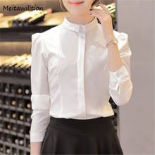 Blusa informal de manga larga para mujer, Camisa ajustada coreana, Tops blancos elegantes para oficina, Primavera, 2020 2024 - compra barato