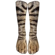 Meias masculinas com padrão de gato e tigre, meias longas com estampa de leopardo, animal colorido, estilo de rua, estampa 3d, imperdível, 2021 2024 - compre barato