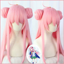 Peluca de Cosplay Happy Sugar Life Satou Matsuzaka, bollos de pelo rosa, peluca de pelo largo liso, disfraces 2024 - compra barato