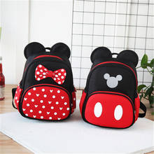 Mochilas escolares da disney com mickey mouse, mochila de poliéster com desenho animado para jardim de infância, presente de aniversário 2024 - compre barato