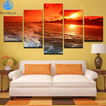 Pintura de diamantes al atardecer, paisaje de playa, taladro completo cuadrado, bordado de diamantes, punto de cruz, mosaico redondo, decoración del hogar, 5 uds. 2024 - compra barato