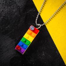 Pingente redondo geométrico retangular para homens e mulheres, joia do orgulho gay lésbico, presente, blocos de arco-íris na moda, 2020 2024 - compre barato