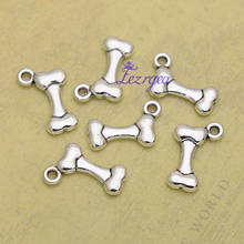 Lote de 40 unidades de abalorios de hueso de perro Chapado en plata antigua, 16x10mm, suministros DIY, accesorios de joyería 2024 - compra barato