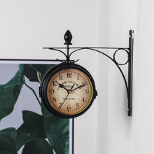 Retro Double Side Rotating Wall Clock Metal Hanging Clock Outdoor Home Garden Decor European Clock Gift Wall Mounted PI669 2024 - buy cheap