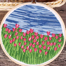 Tulipa flor diy bordado kit needlework flor impressa paisagem ponto cruz pintura artesanal arte artesanato costura decoração de casa 2024 - compre barato