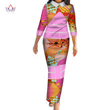 Conjunto de saia de estampa de cera bazin rica, conjunto de duas peças de roupa africana para mulheres, saia de algodão e top wy3392 2024 - compre barato