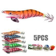 Fishing Lure 5PCS/11cm Luminous Squid Jig Fishing Wood Shrimp Lure Squid Cuttlefish Jigs Lures Spinner Bait Wood Shrimp 3Hook 2024 - buy cheap