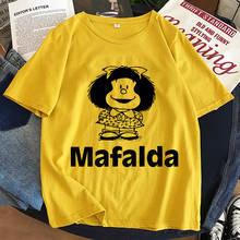 Camiseta con estampado gráfico de Mafalda Kawaii para mujer, remeras amarillas de estética Harajuku, camiseta Vogue Y2k para mujer 2021 2024 - compra barato