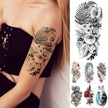 Роза кружева цветы Временные татуировки стикер флэш Водонепроницаемый татуировки змея Дракон тело искусство рука поддельные татуировки для женщин и мужчин 2024 - купить недорого
