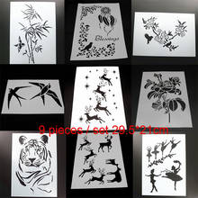 9pcs Christmas Deer Painting Template Stencil Coloring Embossing DIY Scrapbook Diary Stamp Album Decor Office School Supplies 2024 - buy cheap