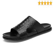 Men Black Slippers Fashion Crocodile Pattern Casual Slides Summer Breathable Beach Shoes Sandals Male Plus Size 37-45 2024 - buy cheap