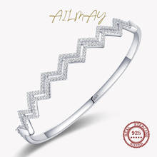 Ailway pulseira de prata esterlina 925, pulseiras com zircônia clara, irregular, linha de tamanho, pulseiras para mulheres, meninas, acessórios de festa, joia 2024 - compre barato