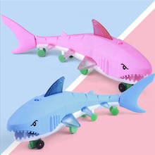 Детская электрическая акула игрушка поводок свет музыка универсальная пластиковая светодиодная игрушка 2024 - купить недорого