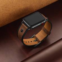 Leather strap for Apple watch band 44mm 40mm correa iWatch bands 42mm 38mm High Grade watchband bracelet for series 6 5 4 3 2 SE 2024 - buy cheap