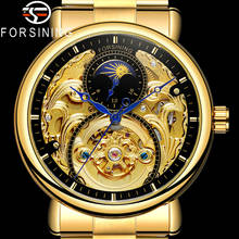 FORSINING Automatic Mechanical Men Wristwatch Military Sport Male Clock Top Brand Luxury Gold Steel Skeleton New Man Watch 8177 2024 - buy cheap