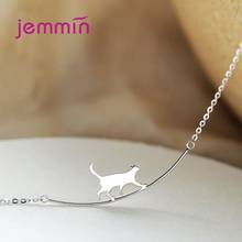 Original 925 Sterling Sliver Necklaces Playful Cat Pet Pendant Necklace for Women Wedding Jewelry Accessories 2024 - buy cheap