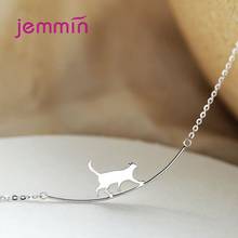 Collares de plata esterlina 925 originales para mujer, collar con colgante de gato juguetón para mascota, accesorios de joyería de boda 2024 - compra barato