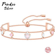 Abalorio de moda de plata 925 pura Original 1:1 copia, amor femenino romántico encantador pulsera exquisita joyería de lujo femenina regalos 2024 - compra barato