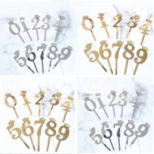 0-9 Acrylic Digital cake Toppers For wedding commemorative dessert Decoration Birthday party cake flags baby shower Cake Topper 2024 - buy cheap