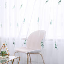 Cortina de luxo transparente bordada, para sala de estar, quarto, forte, voile, folhas, pastoral, branco, tule, decoração de janela 2024 - compre barato