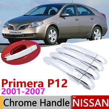 for Nissan Primera P12 2001~2007 Chrome Exterior Door Handle Cover Car Accessories Stickers Trim Set 2002 2003 2004 2005 2006 2024 - buy cheap