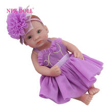 NPK DOLL Mini Reborn Baby Doll 10 Inch Girls Gift Kids Playmate Full Vinyl Soft Christmas Gifts Purple Dress Beautiful Collectio 2024 - buy cheap