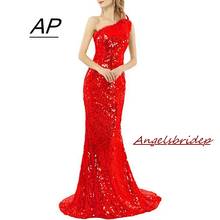 Elegant Sequin Sparkly Mermaid Evening Dresses Vestidos De Festa One Shoulder Court Train Party Women Formal Gowns Online Hot 2024 - buy cheap