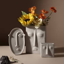 Criativo nordic cerâmica vaso de flores rosto humano rosto artístico vaso jardinagem flores moderno decoração do escritório em casa ornamentos 2024 - compre barato