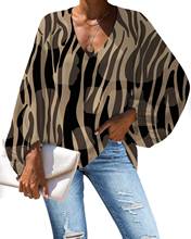 NOISYDESIGNS 2020 Women Ladies V-Neck Blouse Long Sleeve Zebra Print Shirt Tops Chiffon Blouse Soft Female Clothing Custom 2024 - buy cheap