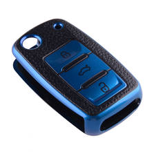 Car TPU Blue Key Case Shell Accessories Fit For VW Golf Tiguan Passat Polo Jetta UP Beetle Scirocco Touran Eos 2012 2024 - buy cheap