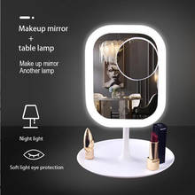 LED makeup mirror with lamp desktop desktop vanity mirror dormitory rechargeable fill light mirror girls beauty mirror 2024 - buy cheap