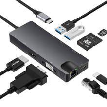 Hub USB tipo C 8 en 1, adaptador con puerto 4K HD, Ethernet, 1000mbps, RJ45, 2 puertos USB 3,0 2024 - compra barato