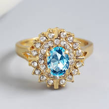 Anel de zircônia feminino, anel de joia dourado com flor do sol, de zircônia, presente para namorada e noivado 2024 - compre barato