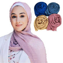 Fashion Head Scarf 2021 Women Summer Autumn Plain Pom Pom Ball Bubble Chiffon Shawl Wrap Pashminas Stole Muslim Hijab 180*70CM 2024 - buy cheap