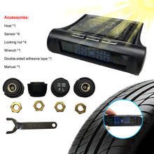 Solar Power TPMS Monitor Wireless LCD Display Car Tire Pressure Monitoring System with 4 External Sensors 6 Alarm Modes