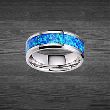 Кольца унисекс BAOSHINA, из нержавеющей стали, с голубым опалом, размер 6-13 2024 - купить недорого