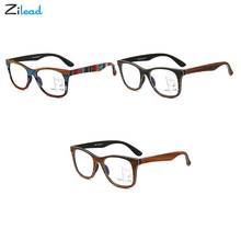 Zilead Intelligent Progressive Reading Glasses Imitation Wood Women&Men Presbyopia Eyeglasses Hyperopia Eyeglasses Diopter+1+3.5 2024 - buy cheap