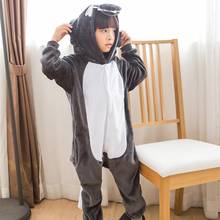 Pijama de una pieza con capucha para niños, ropa de dormir de una pieza con diseño de Lobo, disfraz de Anime para Halloween 2024 - compra barato