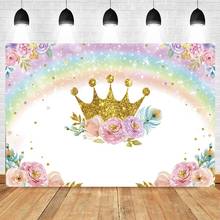 Виниловый фон Yeele для фотосъемки новорожденных в день рождения в виде короны из дождя и цветов для студийной фотосъемки 2024 - купить недорого