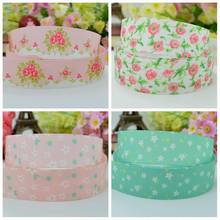 SUPWRF 16 22mm 38 50 75mm Pretty Flowers ribbon Printed grosgrain ribbon hair bow DIY hair accessories decoration 50 Yards B0929 2024 - buy cheap