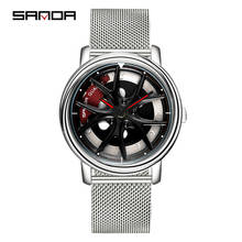 SANDA-relojes creativos de cuarzo para hombre, cronógrafo con rueda de coche giratoria de 360 grados, correa de malla, resistente al agua, Masculino 2024 - compra barato