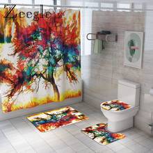 Zeegle-alfombrilla colorida para baño, juego de ducha lavable, resistente al agua, tapa de inodoro 2024 - compra barato