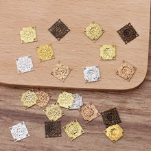 200 peças/lote 10mm quadrado cobre filigrana flor conector diy jóias fazendo acessórios 2024 - compre barato