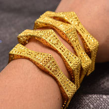 4Pcs Dubai Arab wheat Gold Color Bracelet&Bangles for Women Girl Islam Muslim Arab Middle Eastern Wedding Copper Jewelry Bangle 2024 - buy cheap
