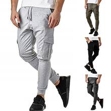 Pantalones de chándal deportivos para hombre, ropa informal lisa, ajustada, con múltiples bolsillos, para correr, para otoño e invierno, gran oferta 2024 - compra barato