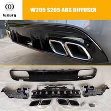 ABS задний бампер диффузор с выхлопными наконечниками для Benz W205 Sedan S205 Wagon C200 C300 C400 C450 C43 C63 с Amg Pacakge 15-22 2024 - купить недорого