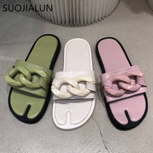 SUOJIALUN Fashion Brand Buckle Women Slipper 2021 New Summer Flat Heel Casual Slide Ladies Outdoor Beach Flip Flops Shoes Mujer 2024 - buy cheap